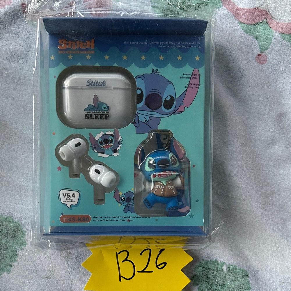 B26,Bundle TWS-K80 Stitch Theme Wireless Earbuds or Earphones W/White Case